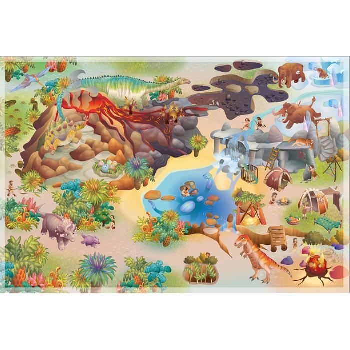 Tapis enfant jeu circuit CONNECTE DINOSAURES multicolore 100x150, par House Of Kids, Tapis pour enfant