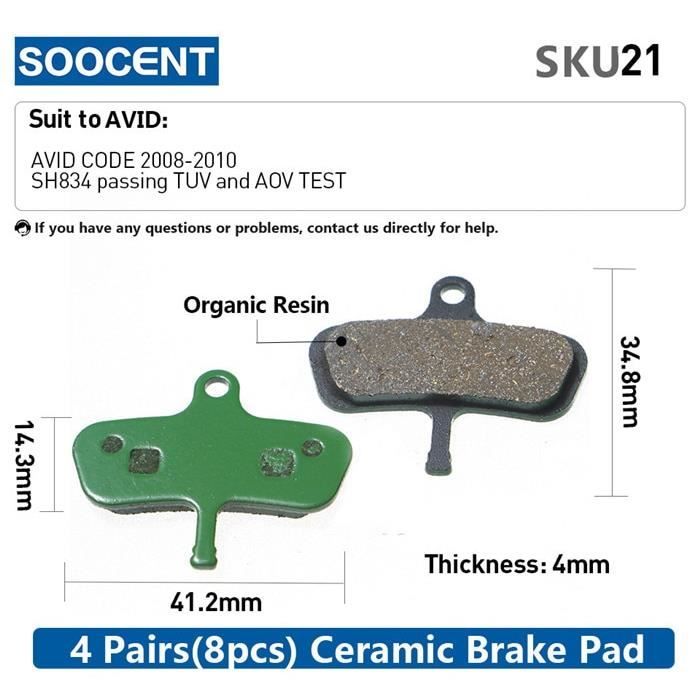 Pièce Détachée,4 paires (8 pièces) vtt vélo hydraulique disque céramique plaquettes de frein pour SHIMANO SRAM AVID HAYES - Type 21