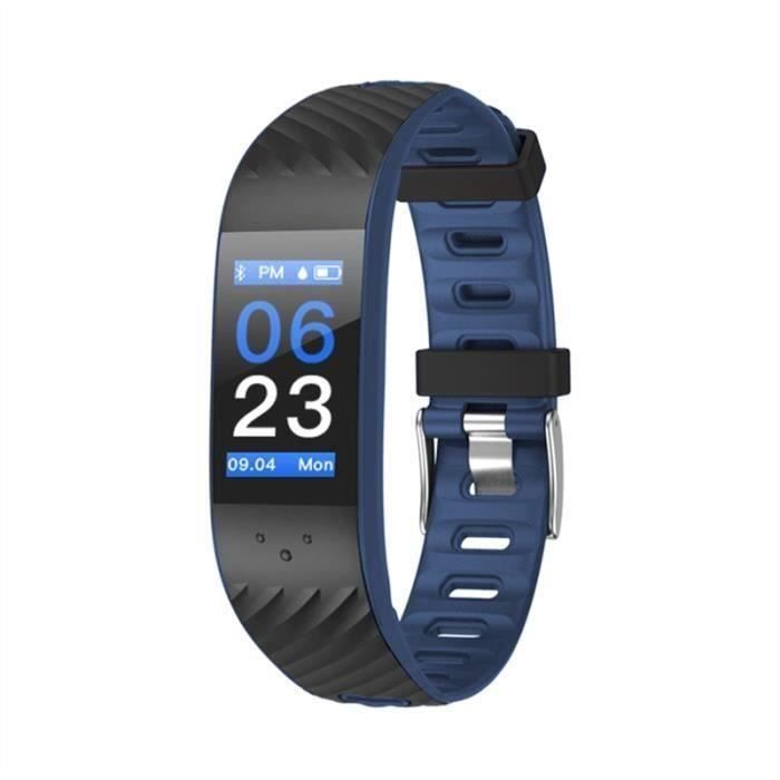 P4 OLED Écran Couleur Bluetooth BRACELET D'ACTIVITE Fitness Tracker IP67 Podomètre pour iOS 8.0 - Android 4.3 (Noir et Bleu Foncé)