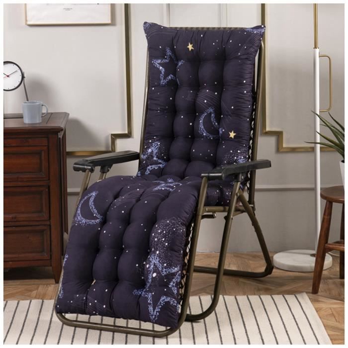 Coussin Bain de Soleil Jardin Pliable Anti-Dérapant Coussin Chaise Longue Epais Confort,48x170cm,Bleu 2