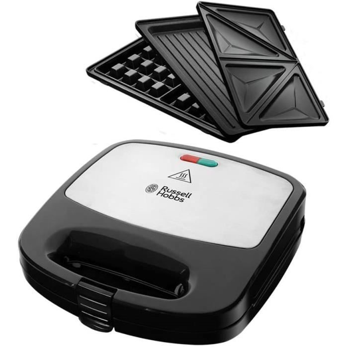 Russell Hobbs Appareil à Sandwich 3en1 750W, Gaufrier, Grill, Plaques Amovibles Anti Adhésives - 24540-56 Fiesta