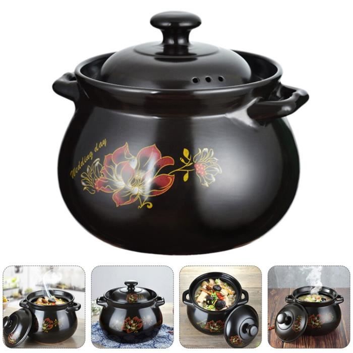 Marmites et soupières,Marmite à ragoût en céramique avec couvercle,marmite en céramique pour la maison,1 pièce - Type Black #A