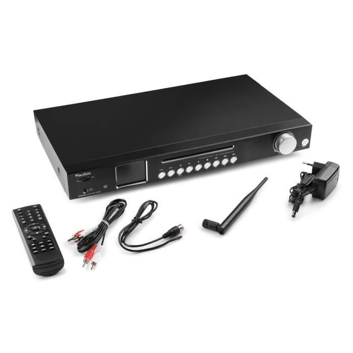 Audizio Ferrera Radio internet avec DAB+ / FM et lecteur CD – Noir, lecteur multimédia wifi, radio réveil, lecteur cd, carte sd