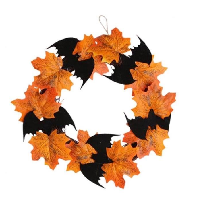 Couronne d'halloween, halloween feuille d'érable feuille floral feuille feuille feuille batte guirlande pendentif porte suspendu flo