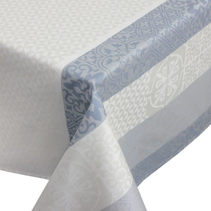 Nappe carrée 170x170 cm Jacquard 100% coton + enduction acrylique MOSAIC PERLE Gris Autre