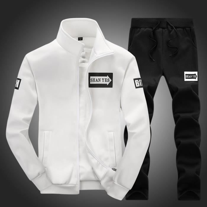 Survetement homme deux pièces Veste et pantalons pour sport simple automne hiver en polyester et coton