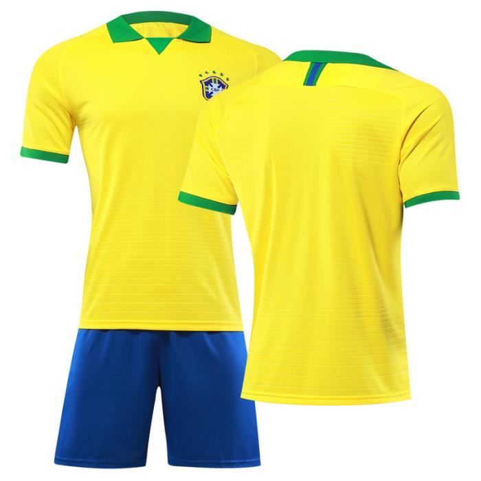 Bresil Maillot de Foot Short Football Soccer 2019 2020 Pas Cher Maillot Equipe de Bresil Football pour Adulte Homme