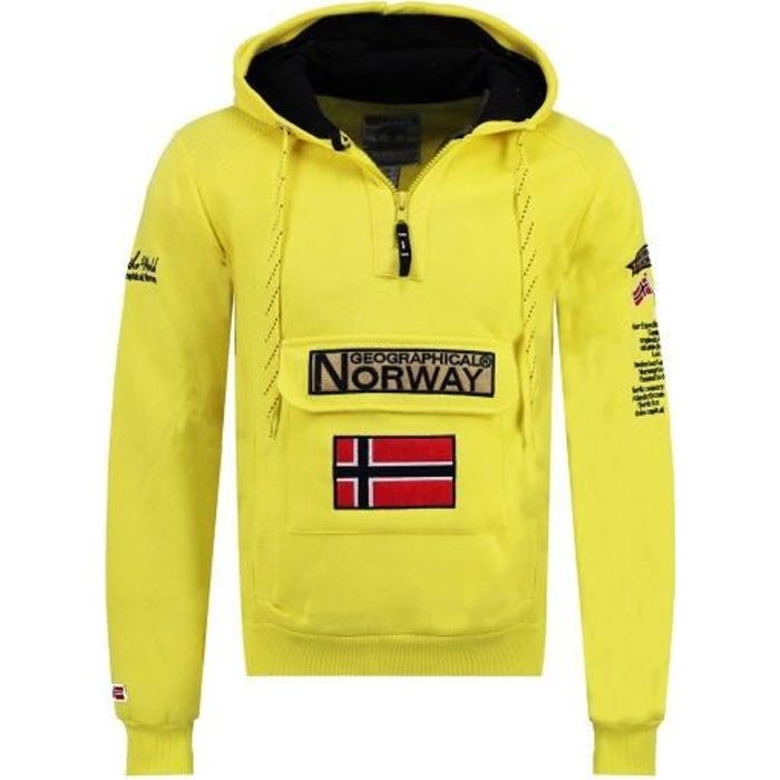 Sweat Homme Geographical Norway Gymclass Color Fluo Jaune