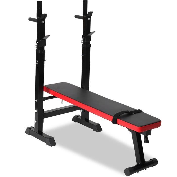 IVEENIR Banc de Musculation Multifonction Abdominaux Pliable avec Support de Barres pour Haltère et Station à Dips