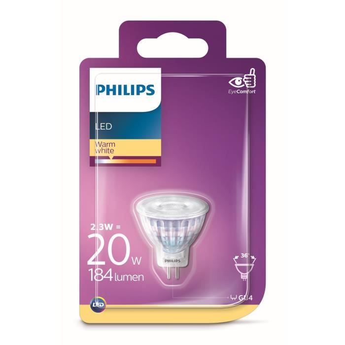 PHILIPS Spot LED - GU4 - 2,6-20 W - Blanc chaud