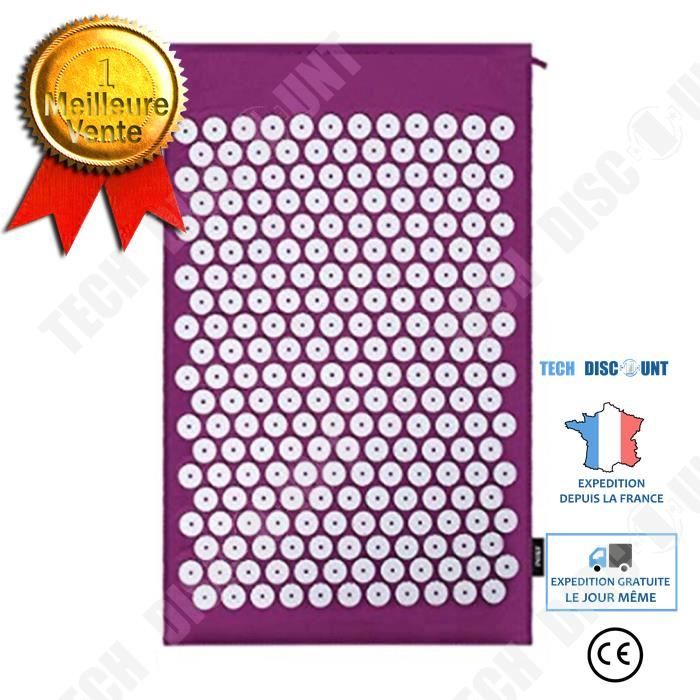 tapis d'acupression yoga massage anti douleurs corporelles thérapie pieds exercices Violet 68 × 42 cm avec sac de rangement pratique