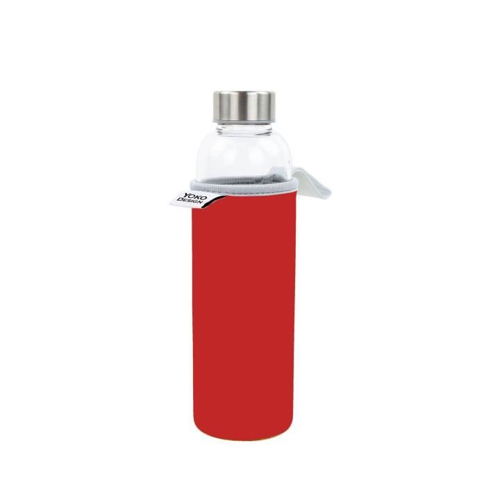 YOKO DESIGN Glass bottle avec pochette néoprène - Rouge - 500 ml