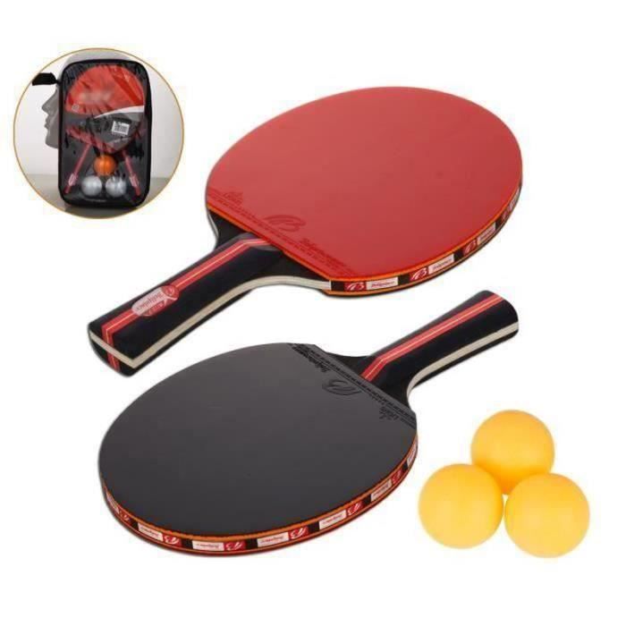 PC20953-Raquette De Ping Pong, Set De Tennis De Table, 2 Raquette Ping Pong De Peuplier+3 Balle+1 Sac E33120