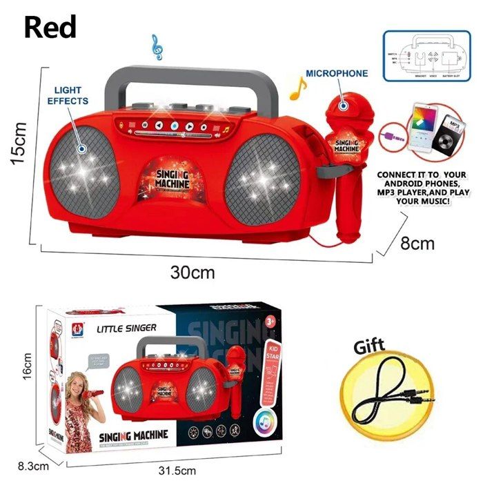 Microphone Karaoké Enfant Avec Support - Lumières Clignotantes, Jouet Musical Rose