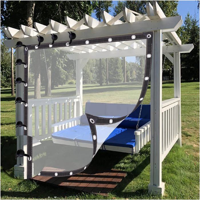Bâche Transparente PVC 2x4m Avec œillets - Imperméable Et Résistante - Pour Terrasse, Serre, Pergola, Protection Extérieure