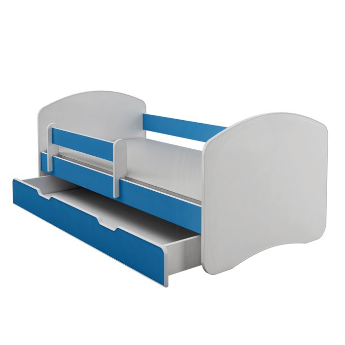 Lit Enfant ACMA Avec Tiroir - 160x80 Cm, Matelas Inclus, Sécurité Renforcée, Personnalisation Nom