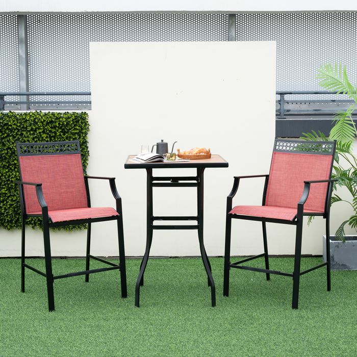 COSTWAY Lot de 2 Chaises de Jardin en Tissu avec Repose-pieds Dossier Haut & Accoudoirs pour Piscine Porche Balcon Patio Rouge COSTWAY Lot de 2 Chaises de Jardin en Tissu avec Repose-pieds Dossier Haut & Accoudoirs pour Piscine Porche Balcon Patio Rouge