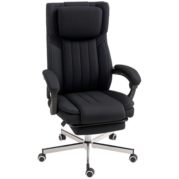 Chaise de bureau - Vinsetto - hauteur réglable dossier inclinable accoudoirs repose-pieds et appui-tête - 65x61x113cm - noir Chaise de bureau - Vinsetto - hauteur réglable dossier inclinable accoudoirs repose-pieds et appui-tête - 65x61x113cm - noir