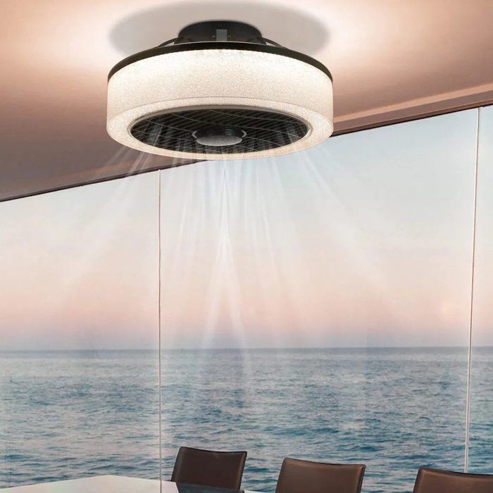 Ventilateur de plafond LED - NETTLIFE - 395 cm - Noir - Télécommande - Intensité variable - Nettlife