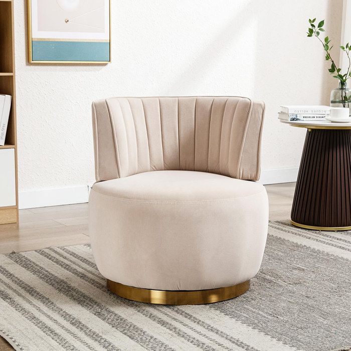 Chaise pivotante moderne à 360 degrés chaise pivotante ronde chaise de salon chaise bucket - SWEIKO - Velours Beige Chaise pivotante moderne à 360 degrés chaise pivotante ronde chaise de salon chaise bucket - SWEIKO - Velours Beige