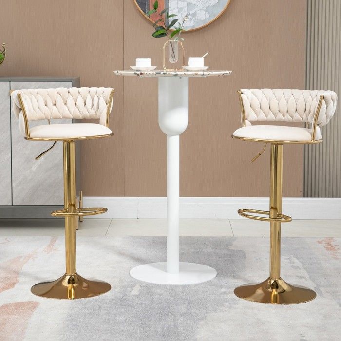 Tabouret De Bar Ensemble de 2 Tabourets de bar pivotants 360° velours réglables +dossier fait main - Chaise cuisine îlot rembourrée Tabouret De Bar Ensemble de 2 Tabourets de bar pivotants 360° velours réglables +dossier fait main - Chaise cuisine îlot rembourrée