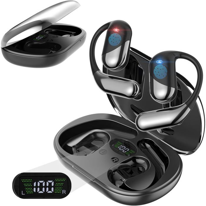 MTOXW XF31 Ecouteur Traducteur Instantané, Traducteur Vocal Instantané En 135 Langues Avec App 6 Modes De Traduction,Ecouteur Bluetooth 5.4 Avec Lumière LED Et Cordon Silicone Pour IOS&Android