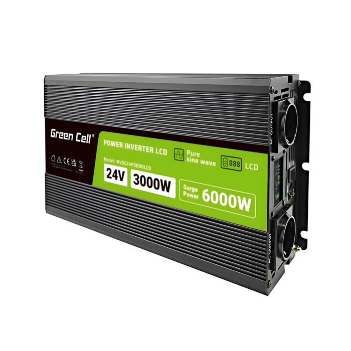 Convertisseur de Tension - Green Cell - INV-GC-LCD - 3000W/6000W - Sinusoïdale Pure - Écran LCD