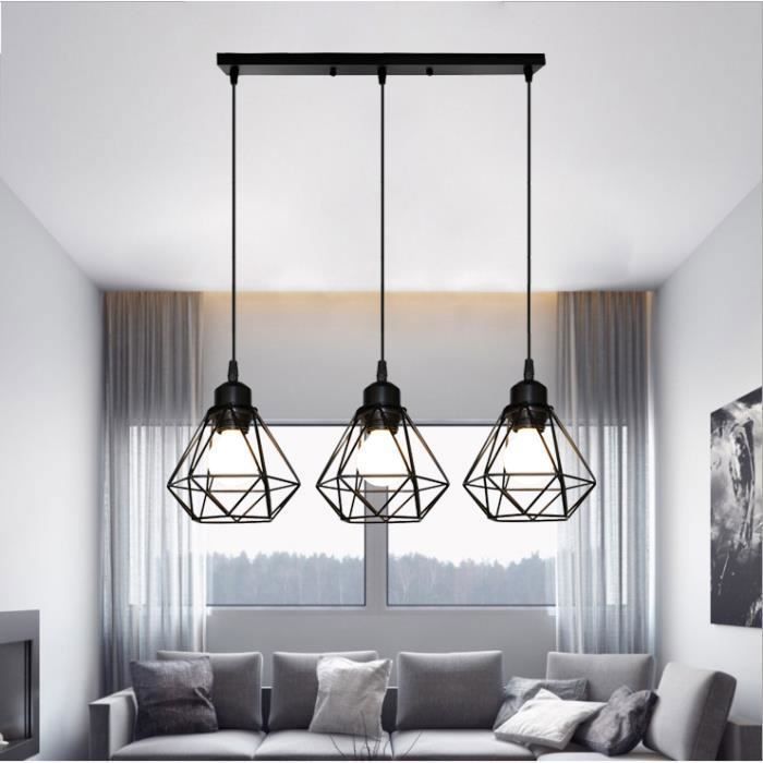 Tempas Lustre Suspension Luminaire Cage en Fer Industriel 3 Lampes Plafonnier Vintage clairage de Salon Cuisine Tempas Lustre Suspension Luminaire Cage en Fer Industriel 3 Lampes Plafonnier Vintage clairage de Salon Cuisine