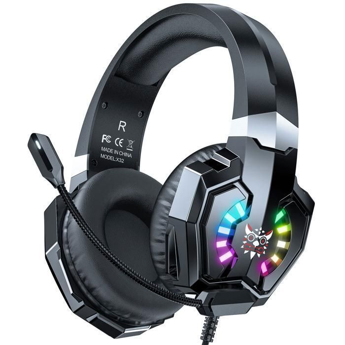 Casque de jeu - RNCYN - X32 - LED USB - Micro omnidirectionnel - Noir