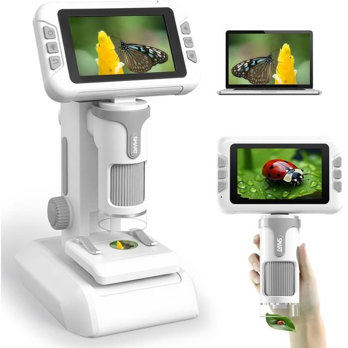 Microscope Portable Pour Enfants, 2,0", 1000X, Microscope USB, Avec 8 éclairages LED Réglables, Jouet Numérique Pour Garçons Et Filles, Connexion Au PC