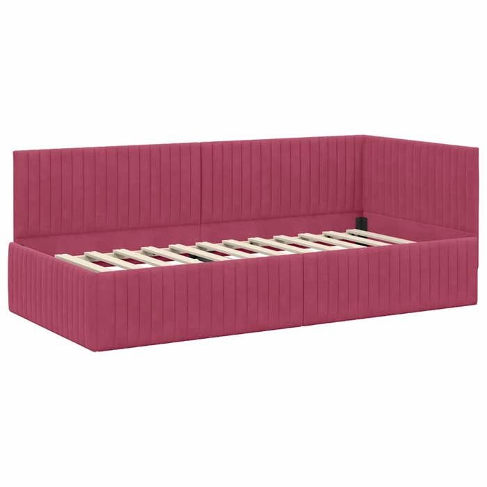 HSF®Cadre de lit dangle - sans matelas - lit Adulte Rouge bordeaux 90x190 cm Velours - 1 personnes - 1 PLACE czd799471