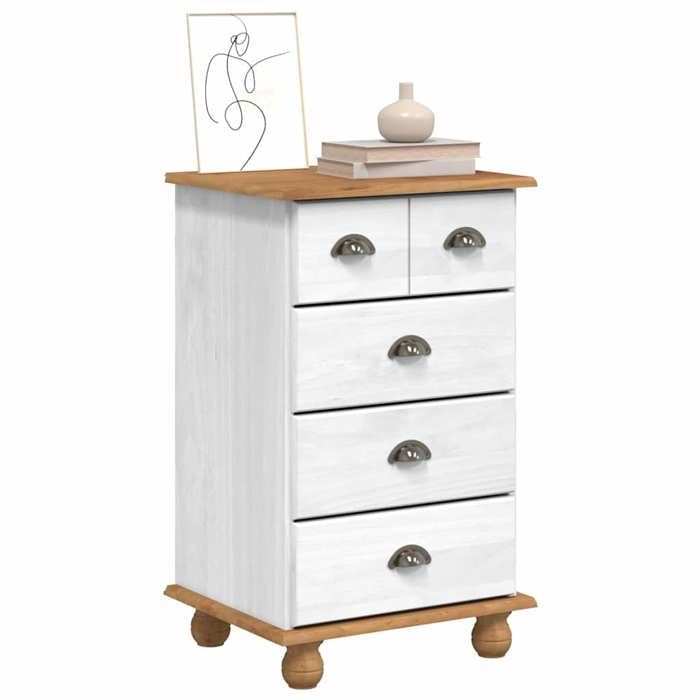 BEL-ACHAT* Buffet/Commode - Bahut Meuble Enfilade - Fonction daffichage ASKIM Blanc 45.8x40x79 cm - Bois de pin massif Prom1642907