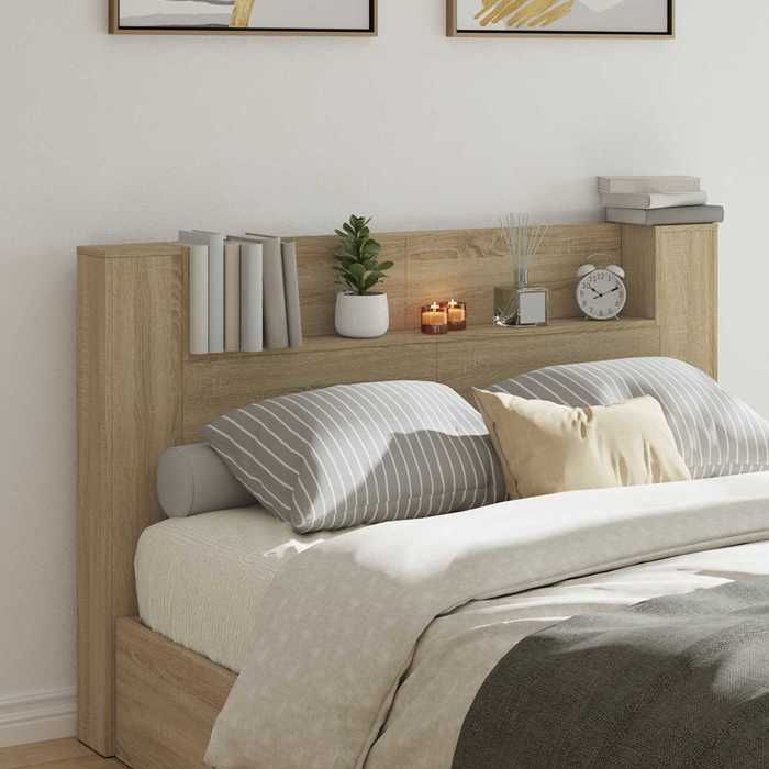 Tête de lit moderne - vidaXL - 160x165x1035 cm - Chêne Sonoma - Bois dingénierie - Lumières LED - Port USB
