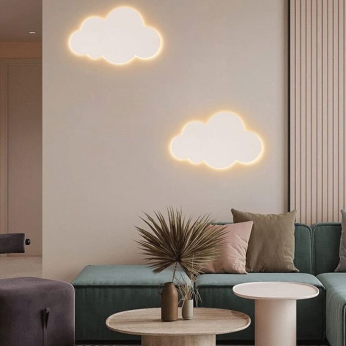 Applique Murale LED Enfant - ULISEM - Éclairage Nuit Chaleureux - Lampe Lecture Chambre Nuages - Acrylique Blanc Salon Couloir