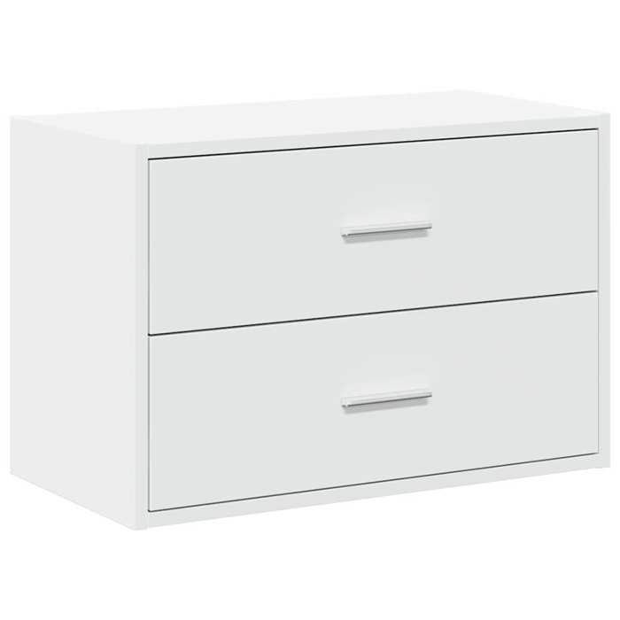 Armoire avec tiroirs - 60x31x40 cm - Blanc - Bois dingénierie - 2 tiroirs - Capacité 5 kg par tiroir - A poser au sol