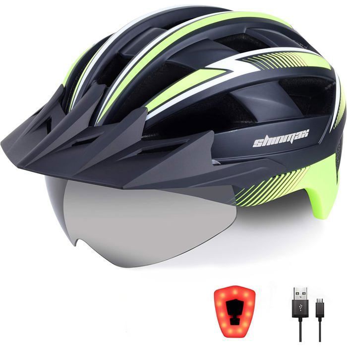 Casque de vélo - SHINMAX - Shinmax - Feux arrière LED - Visière magnétique - Ajustable 57-62 cm