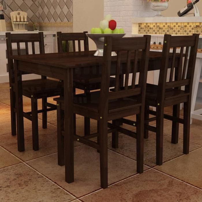Brun Table de salle à manger avec 4 chaises Marron E283