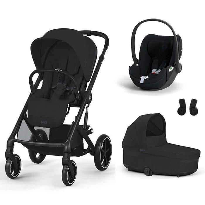 CYBEX - Poussette Trio Balios S Lux + Siège auto Cloud T Plus + Nacelle Cot S Lux Moon Black