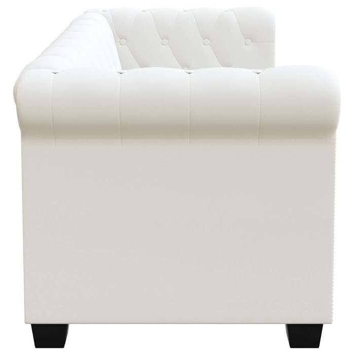 Canapé Chesterfield 2 places - SOLOMOON - Cuir synthétique - Blanc - 145.5x76x70 cm - Accoudoirs courbés