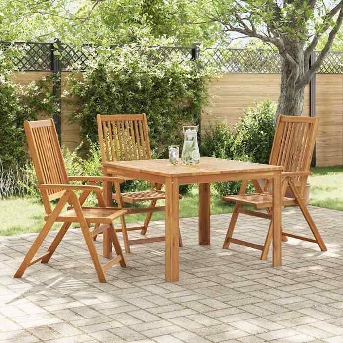 （SOLDES Dété）Chaises pliables de jardin lot de 3 SHIELD chaises de balcon arrière-cour Bois dacacia solide 57x69x111cm 5364027
