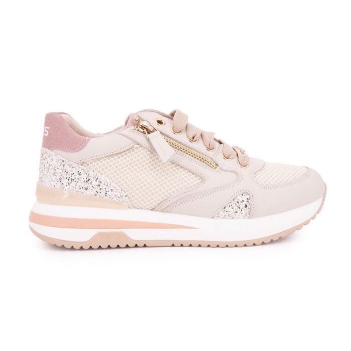 KEYS Baskets cuir à paillettes argentées avec zip Femme KEYS