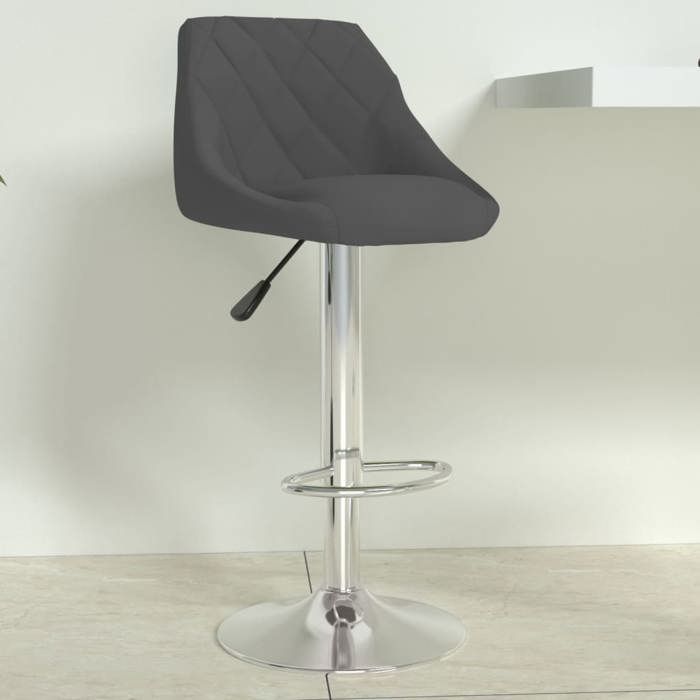 Chaise haute Gris - Magnifique Tabouret de bar Classique pour Cuisine Café Gris foncé Velours 9300
