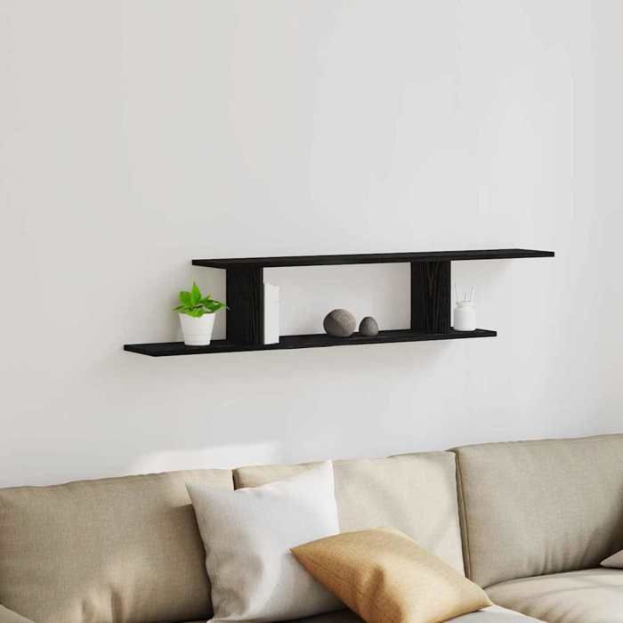 Banc TV Magnifique - Noir Étagère TV murale - Armoire TV Pour Téléviseur - Chêne noir 125x18x23cm - Bois dingénierie CL7693872