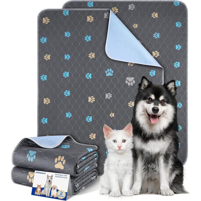 Tapis Chien AbsorbantLot de 2 Alaise pour Chien Lavables45x60cm Tapis de Propreté Chiot sAlese Chien Anti-fuites Antidérapant