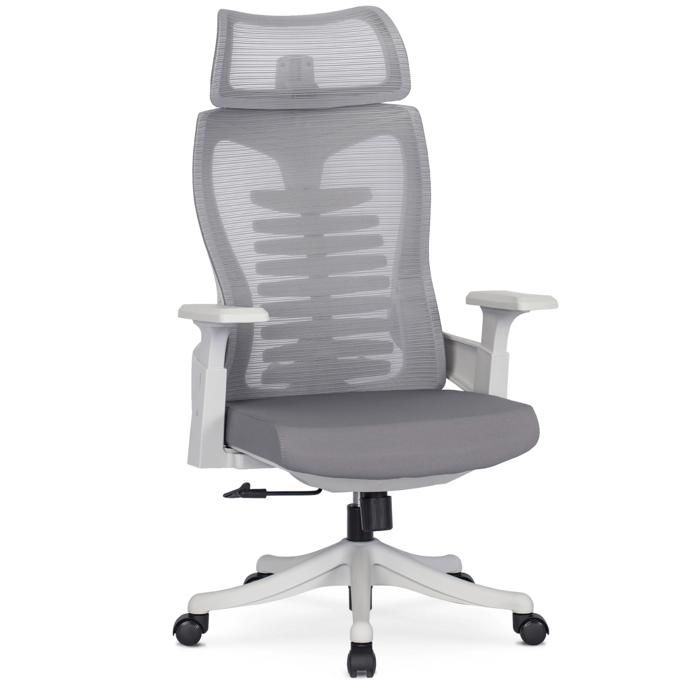 Fauteuil de bureau pivotant ergonomique CARET 2 gris moderne et ventilé