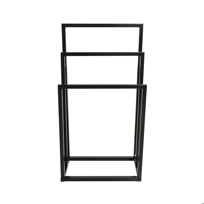 Porte-serviettes sur pied – 3 niveaux – metal noir mat – 45 x 22 x 86 cm