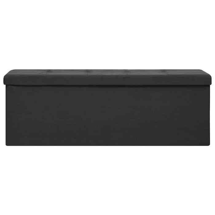 Elégance-Chic Banc de rangement pliable Faux - Noir - lin - 110 x 38 x 38 cm - Meuble banquette_001962575