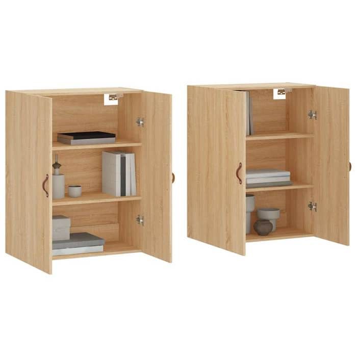 Brun Buffet & bahut contemporain，Armoires murales 2 pcs chêne sonoma 69 5x34x90 cm FR&2040