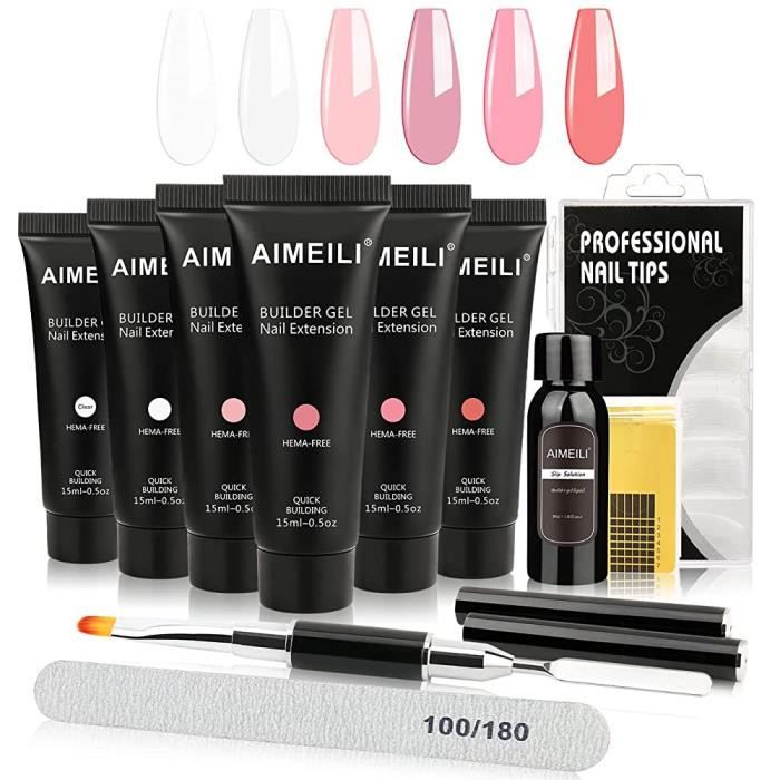 Kit De Gel De Construction Pour Ongles UV 4 Pièces - Gel Extension Transparent Rosé, Marque GZSYY