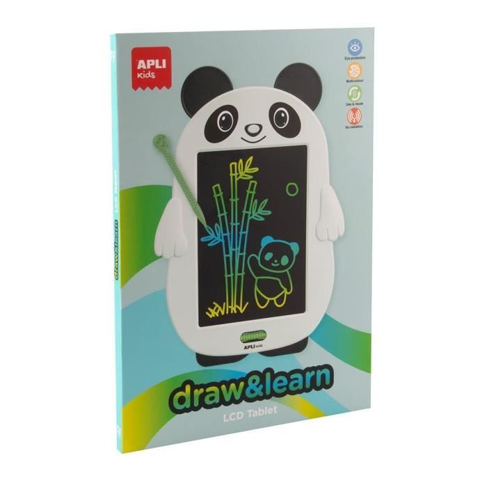 APLI Kids Ardoise LCD éducative – 40 Modèles Réutilisables, Stylet, écran 8,3 Pouces, Apprendre à écrire Et Dessiner Dès 4 Ans